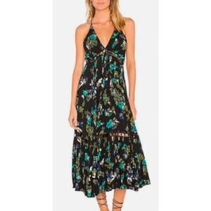 Free People XS Black Floral Midi Dress